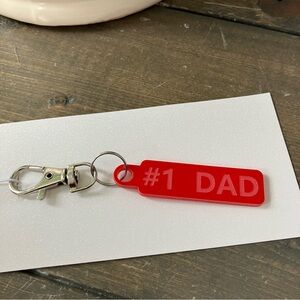 Handmade #1 DAD Keychain Red Acrylic Gift Father’s Day Birthday New dad
